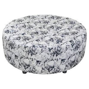 Large Round Floral Buttoned Pouffe