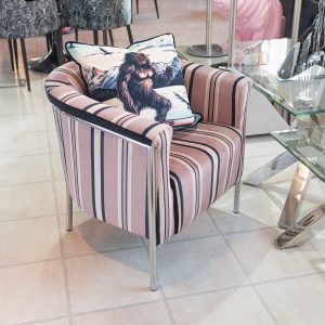 Pink Stripe Tub Chair in our Showroom