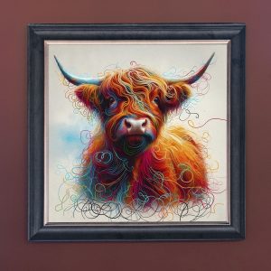 Angus the Hippy Cow - Velvet Printed Frame Hung Up