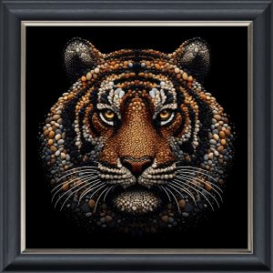 Beaded Tiger - Velvet Printed Frame