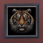 Beaded Tiger - Velvet Printed Frame Hung Up