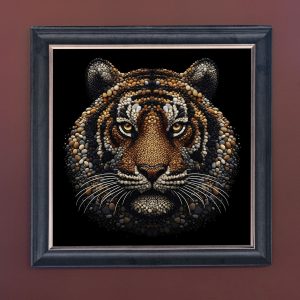 Beaded Tiger - Velvet Printed Frame Hung Up