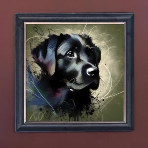 Black Lab - Velvet Printed Frame Hung Up