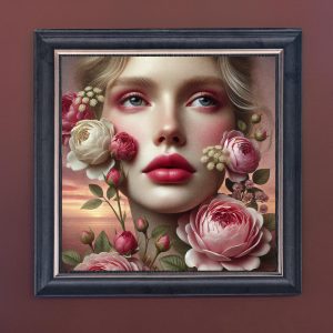 Blossom Reverie - Velvet Printed Frame Hung Up