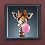 Bubblegum Giraffe - Velvet Printed Frame Hung Up