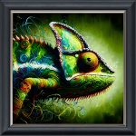 Colourful Chameleon - Velvet Printed Frame
