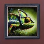 Colourful Chameleon - Velvet Printed Frame Hung Up