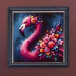 Fabulous Flamingo - Velvet Printed Frame Hung Up