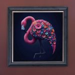 Floral Flamingo - Velvet Printed Frame Hung Up