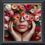 Flower Face Woman - Velvet Printed Frame