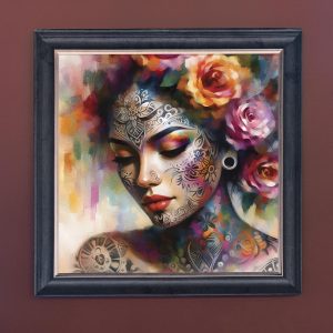 Flowers in Her Hair - Velvet Printed Frame Hung Up