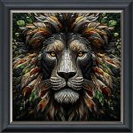 Glass Lion Head - Velvet Printed Frame