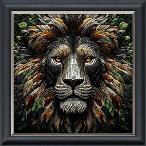 Glass Lion Head - Velvet Printed Frame