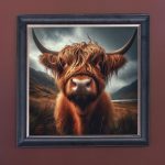 Highland Cow - Velvet Printed Frame Hung Up