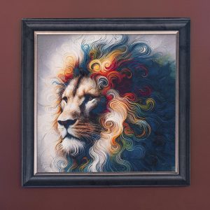 Liquid Lion - Velvet Printed Frame Hung Up