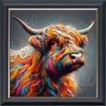 Multicoloured Cow - Velvet Printed Frame