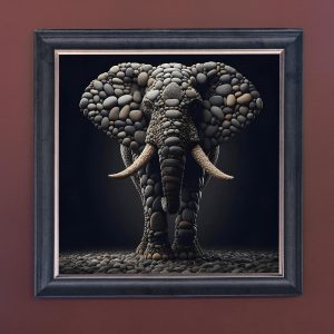Pebblephant - Velvet Printed Frame Hung Up