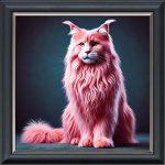 Pink Maine Coon - Velvet Printed Frame
