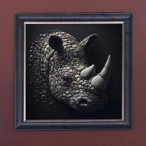 Rocky Rhino - Velvet Printed Frame Hung Up