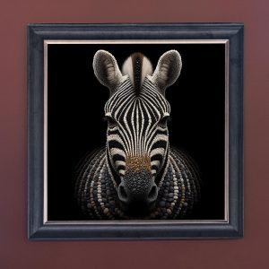 Stone Zebra - Velvet Printed Frame Hung Up