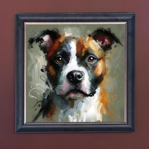 Stylish Staffie - Velvet Printed Frame Hung Up