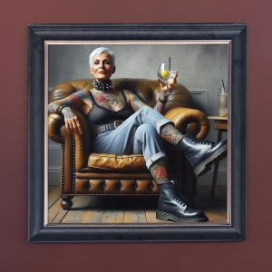Tattoo Julie - Velvet Printed Frame Hung Up