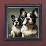 Two Frenchies - Velvet Printed Frame Hung Up