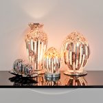 Mosaic Glass Lamps - Red Together - Turned On