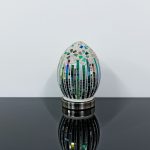 Mini Mosaic Glass Egg Lamp - Green Deco - Turned Off