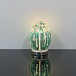 Mini Mosaic Glass Egg Lamp - Green Deco - Turned On