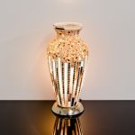 Mosaic Glass Vase Lamp - Art Deco Design - Turned On