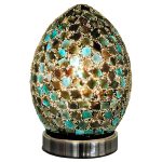 Mini Mosaic Glass Egg Lamp - Dark Green