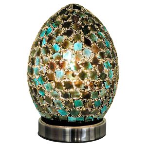 Mini Mosaic Glass Egg Lamp - Dark Green