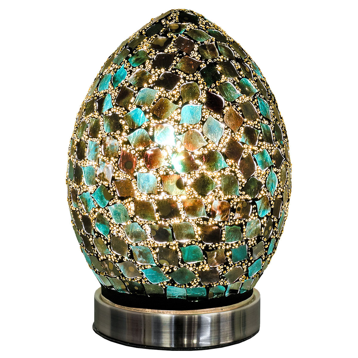LM77DG Mini Mosaic Glass Egg Lamp - Dark Green Mini Mosaic Glass Egg Lamp - Dark Green