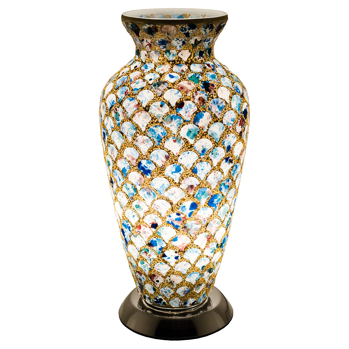 LM79BLT Mosaic Glass Vase Lamp - Blue Tile Mosaic Glass Vase Lamp - Blue Tile