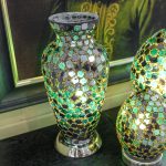 Mosaic Glass Vase Lamp - Dark Green - Image 2