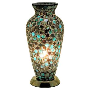 Mosaic Glass Vase Lamp - Dark Green