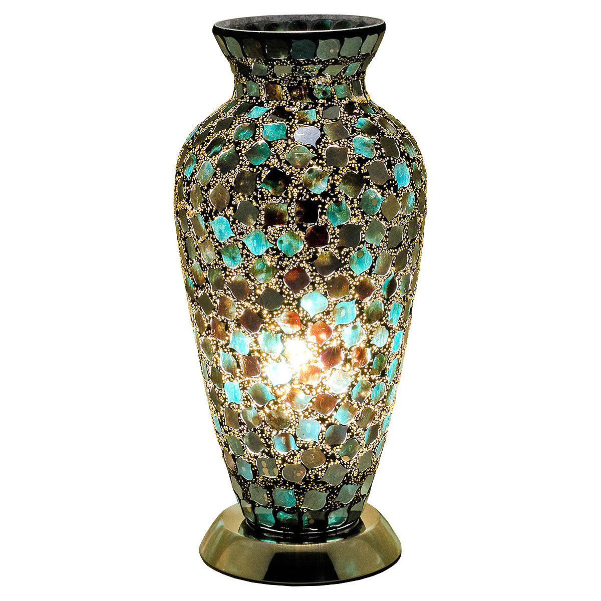 LM79DG Mosaic Glass Vase Lamp - Dark Green Mosaic Glass Vase Lamp - Dark Green