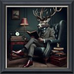 A Studious Stag - Velvet Printed Frame
