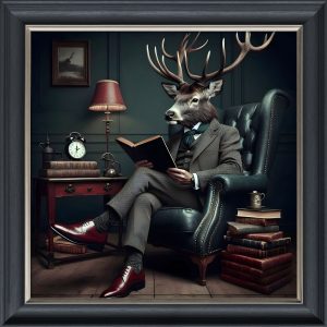 A Studious Stag - Velvet Printed Frame
