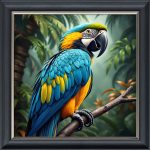 Blue Parrot - Velvet Printed Frame
