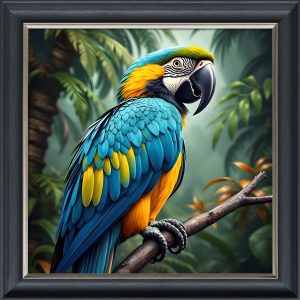 Blue Parrot - Velvet Printed Frame