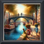 Bridge Over the Canal - Velvet Printed Frame