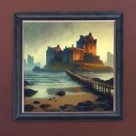 Bridge to Piel Castle - Velvet Printed Frame Hung Up