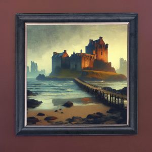 Bridge to Piel Castle - Velvet Printed Frame Hung Up