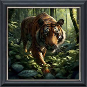 Burning Bright Tiger - Velvet Printed Frame