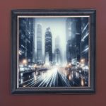 City Scene - Velvet Printed Frame Hung Up