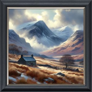 Cottage in the Valley - Velvet Printed Frame