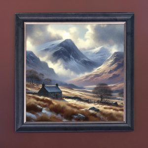 Cottage in the Valley - Velvet Printed Frame Hung Up