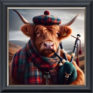 Cow Piper - Velvet Printed Frame